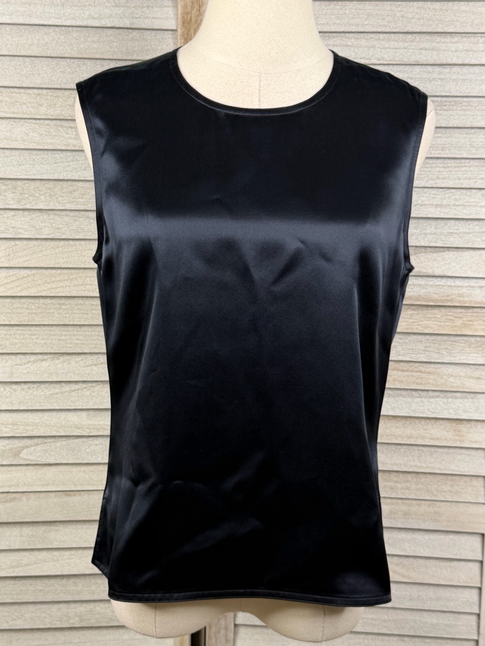 LINDA ALLARD ELLEN TRACY Vintage 90's Black Silk Button Back Tank Top-8